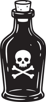Black poison bottle with skull and crossbones vector illustration isolated