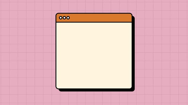 Retro Browser Window Template with Blank Screen on Pink Grid Background