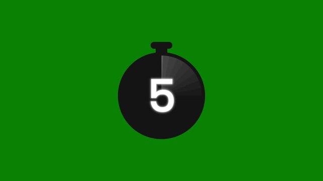 Fast 0 to 15 seconds chronograph countdown timer visual asset with green screen in 4K