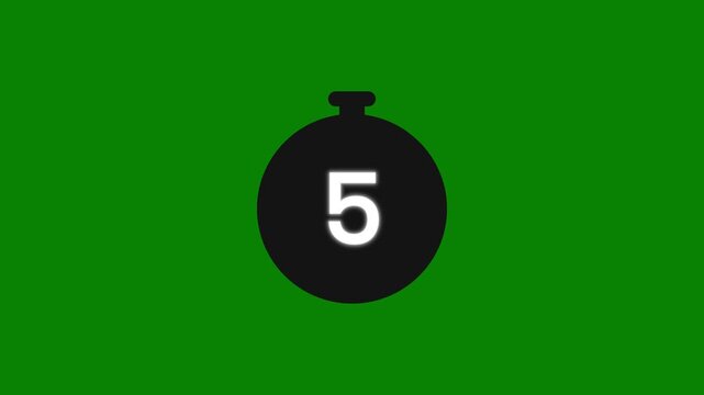 Extended 0 to 30 seconds stopwatch timer counter element with green screen background for video editing