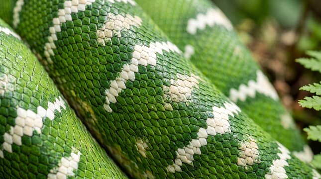 Emerald Tree Boa Green Snakeskin Texture Pattern Close-Up
