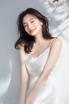 美しい女性のビューティーポートレート。美容、コスメ、ファション素材