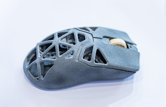 Gray computer mouse printed on 3D printer