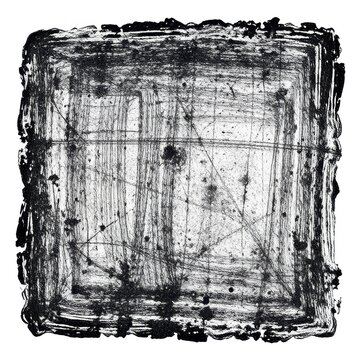 Abstract charcoal ink texture square frame