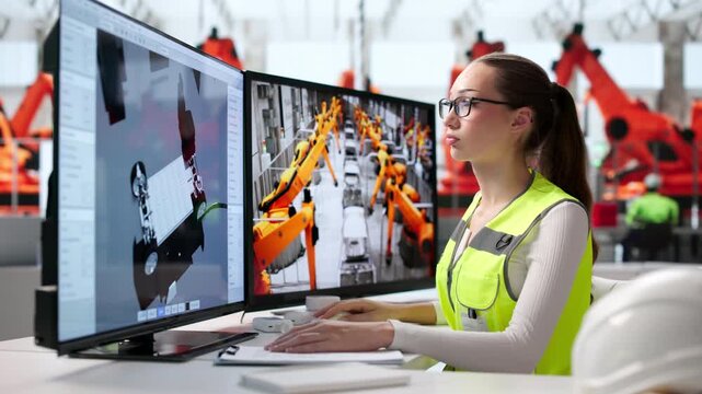 Young Engineer Inspects Electric Car Parts
