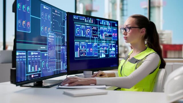 Engineer Checks Sensor System In Industrial Oil