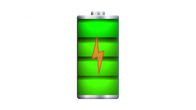Fully Charged Green Battery Icon Indicating High Energy Levels and Power Storage Status for Mobile Device Interface and Electronic Equipment
