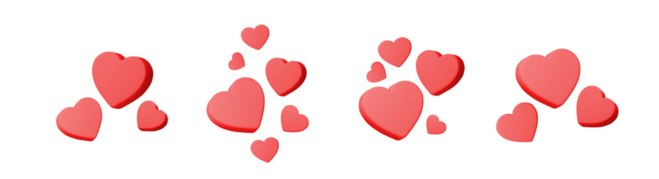 Heart love red with 3d icon vector and balloon background happy. Day valentine emoji with shape heart corazon and pride color set. Symbol mother heart with birthday illustration 3d and love.