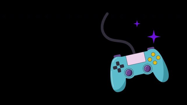 Vibrant digital gaming controller icon with decorative sparkles for modern video game entertainment and interactive leisure hobby design