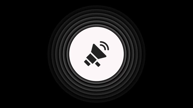 Modern megaphone speaker icon with sound waves