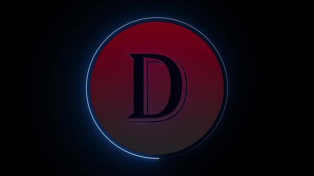Modern red glossy letter d on dark background