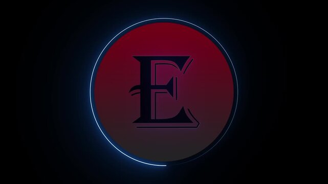 Red glowing stylized letter e on dark background
