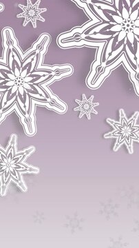 Animation of falling snowflakes on grey background