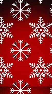 Animation of falling snowflakes on red background
