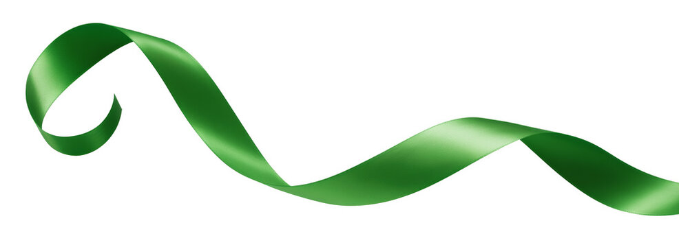 Swirl green ribbon. Holiday celebration event element. Generative AI technology.