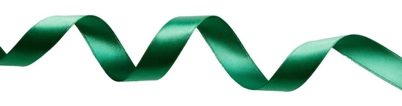 Green ribbon. Holiday celebration event element. Generative AI technology.