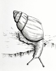 Hand drawn ink sketch of a snail © Anastasiya