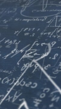 Animation of mathematical data processing over blue background