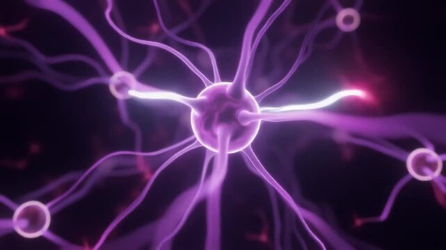 Purple glowing neural network energy or plasma electricity 4K motion
