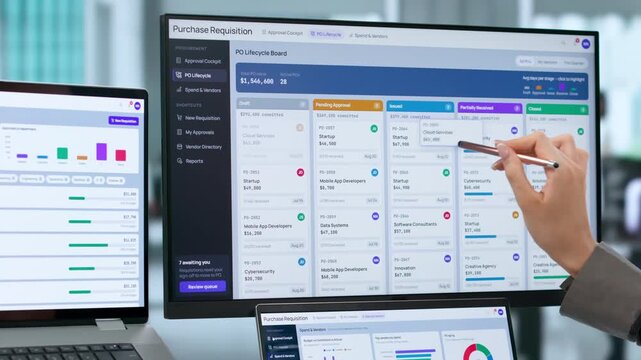Procurement Manager Reviews Purchase Order Approval Workflow
