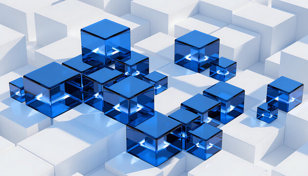 abstract blue cubes background