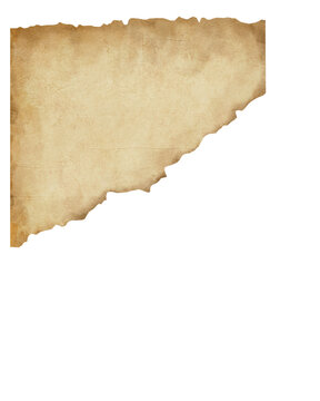 Torn corner piece of old parchment vintage paper isolated PNG