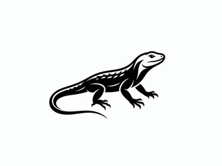 Fototapeta premium Stylized lizard silhouette icon isolated on white background