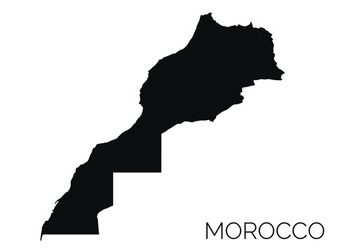 Black silhouette map of Morocco country