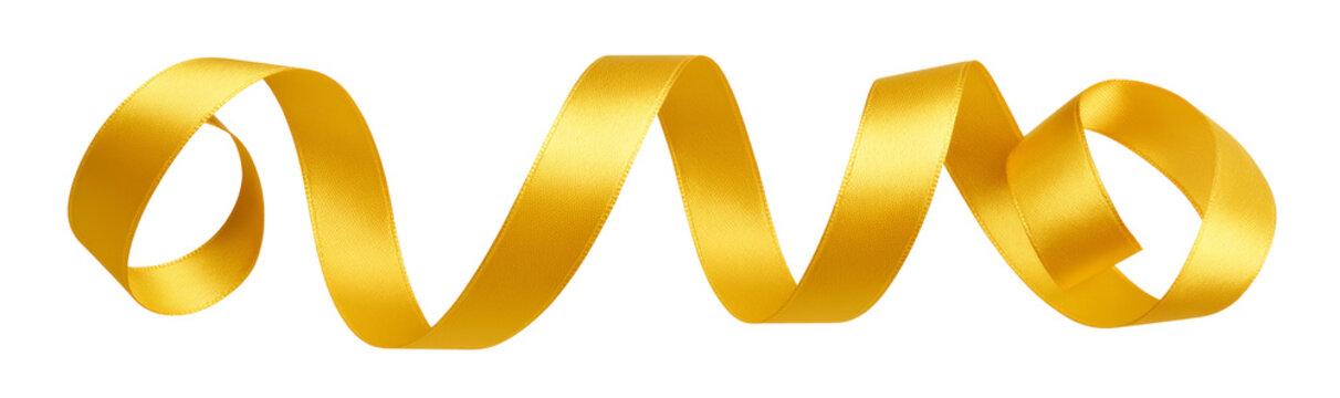 Swirl golden ribbon decorative element. Generative AI technology.