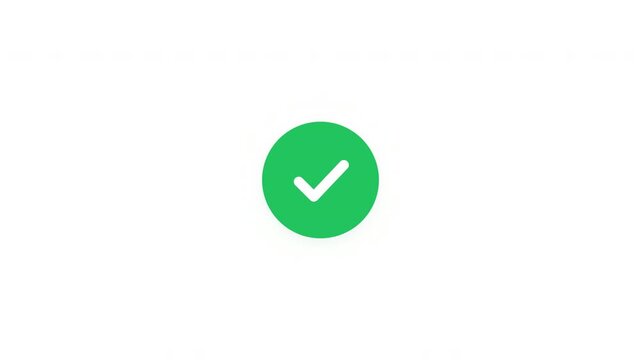 Minimal green success check icon animation designed for SaaS interfaces, software demonstrations, UX presentations, and technology content. Features a clean confirmation motion with subtle pulse feedb