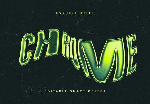 Green Warped Chrome Text Effect Mockup