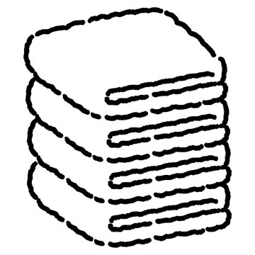 4枚のタオルが積み重なった手描きのベクターイラスト