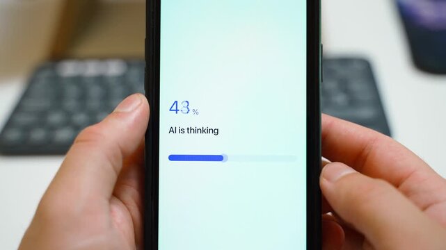 AI thinking progress on smartphone screen ends with AI unavailable error
