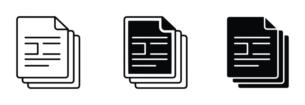 Document Icons Set, Paper Stack Vector Graphics, Report Pages Collection
