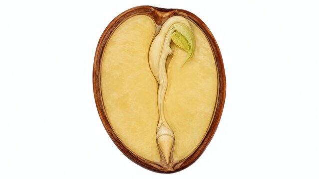 A cross-section of a seed showing its inner structure