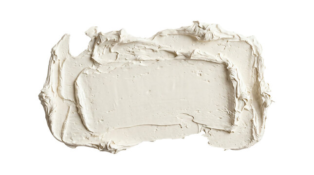 Thick white acrylic paint stroke displaying textured impasto ridges and artistic brush marks creating a high quality on transparent background