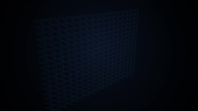 Abstract digital grid background with glowing blue triangle mesh pattern