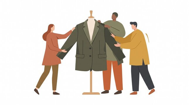 Abstract teamwork for genderless fashion design flat vector