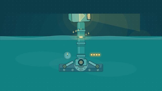 Abstract animated periscope folding the view around drawn as cyan and teal lines and shapes on a deep dark background. Seamless looping 4K motion graphics video with free space for text, ideal for tec