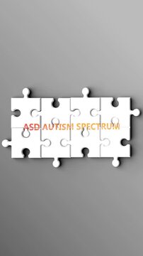 Asd Autism Spectrum being a complex topic - puzzle pieces with word asd autism spectrum coming together to make a whole. Asd Autism Spectrum made of many fitting parts, a compound subject.