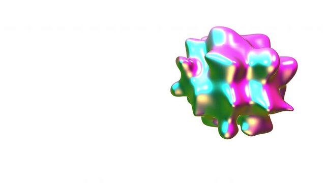Abstract White 3D Chrome Sphere With Twisted Swirl In Smooth Elastic Motion And Right Copy Space Seamless Loop Background Clip 0045