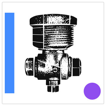 Rugged PRV stencil with distressed halftone and noise textures simulating worn industrial metal.