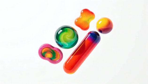 Colorful Abstract Droplets On Bright White Background