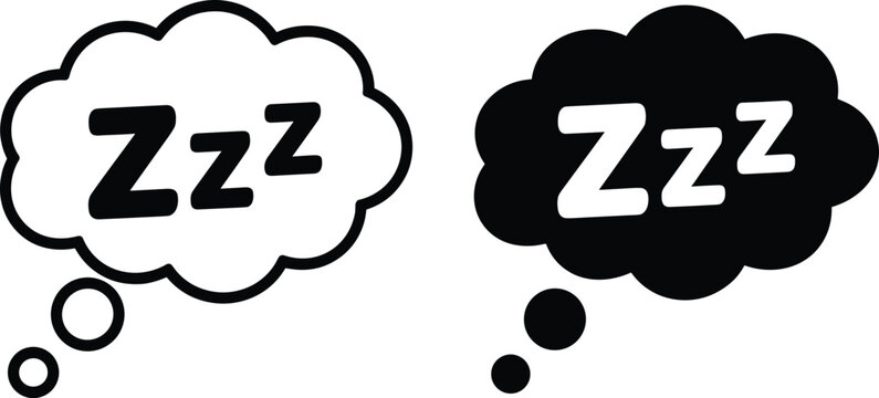 Sleeping zzz thought bubble icon set vector isolated on white background for snore dream sleep UI concept element