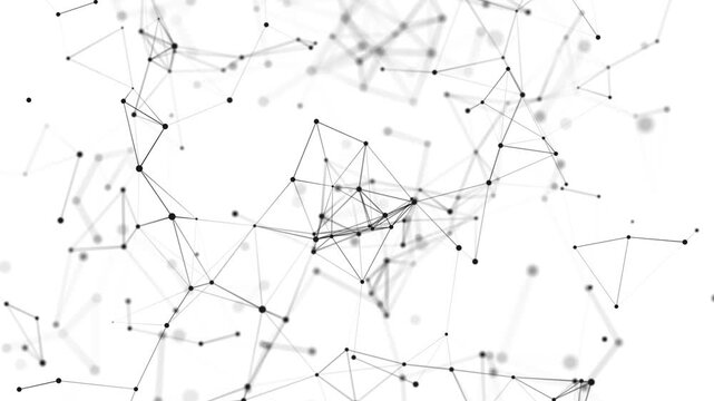 Abstract polygonal space with dots and lines motion. Data technology and scientific illustration. 3d. Seamless loop. 4K	
