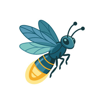 Illustration of Glowing Firefly Flying Gracefully.