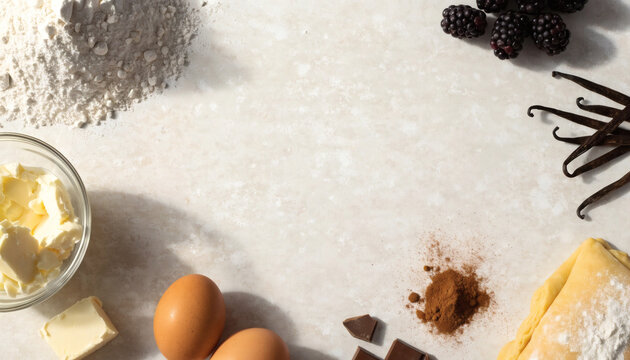 Baking Essentials Spread Out For Delicious Recipes