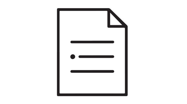 Document outline sheet featuring folded corner showcasing structured data in minimalist black vector illustration style