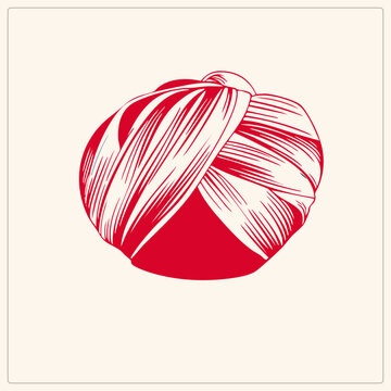 Traditional Sikh dastar headwrap drawn as bold red pagri silhouette, also called a pagg in Punjabi folk usage. Flat vector glyph with crisp wrapped cloth folds forming a rounded turban on transparent