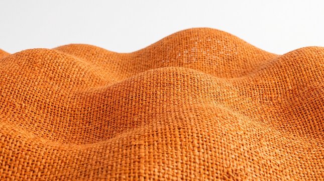 Orange Woven Texture with Undulating Waves on White Background